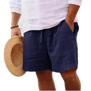 Herrene Short aus Leinen, leicht und atmungsaktiv, marineblau, ideal für Sommerurlaub und Freizeit