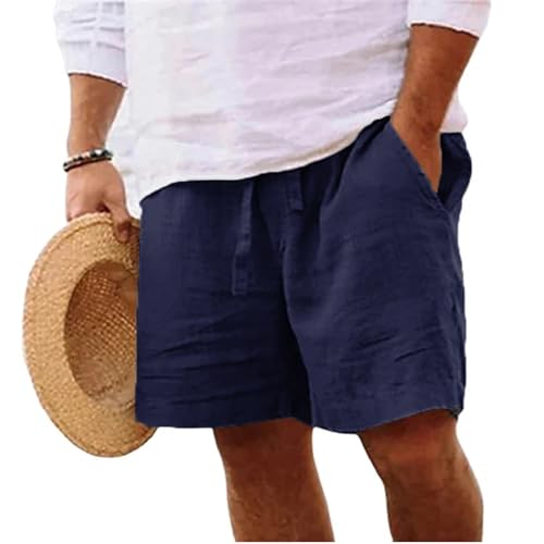 Herrene Short aus Leinen, leicht und atmungsaktiv, marineblau, ideal für Sommerurlaub und Freizeit
