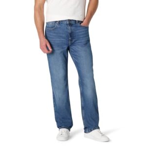 Amazon Essentials Herren Relaxed-Fit Jeans mit klassischer mittlerer Waschung und lockeren Hosenbeinen für einen bequemen und stilvollen Look.