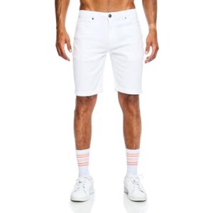 JEEL Herren Kurze Hosen - Slim-Fit Jeans Shorts für Männer - Basic Washed - 8-Weiß - 33W