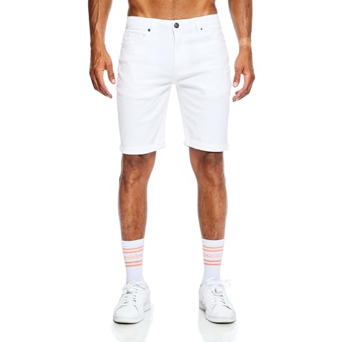 JEEL Herren Kurze Hosen - Slim-Fit Jeans Shorts für Männer - Basic Washed - 8-Weiß - 33W