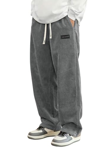 Bequeme lässige Hose für Herren, gerade geschnitten mit elastischem Bund und Kordelzug, perfekt für den Alltag oder Urlaub in der Natur.