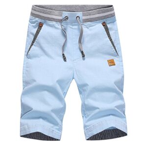 Kurze Herrenhose Sommer Chino Gummizug Sky Blau groß, bequeme Shorts für Männer